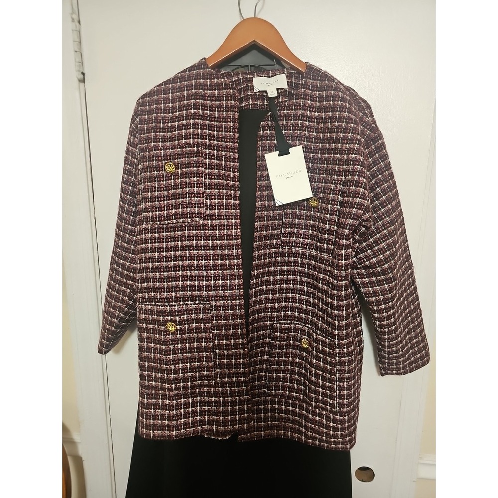 NWOT Pomander Place Gigi plum multi jacket blazer tweed size XSmall Office Wear